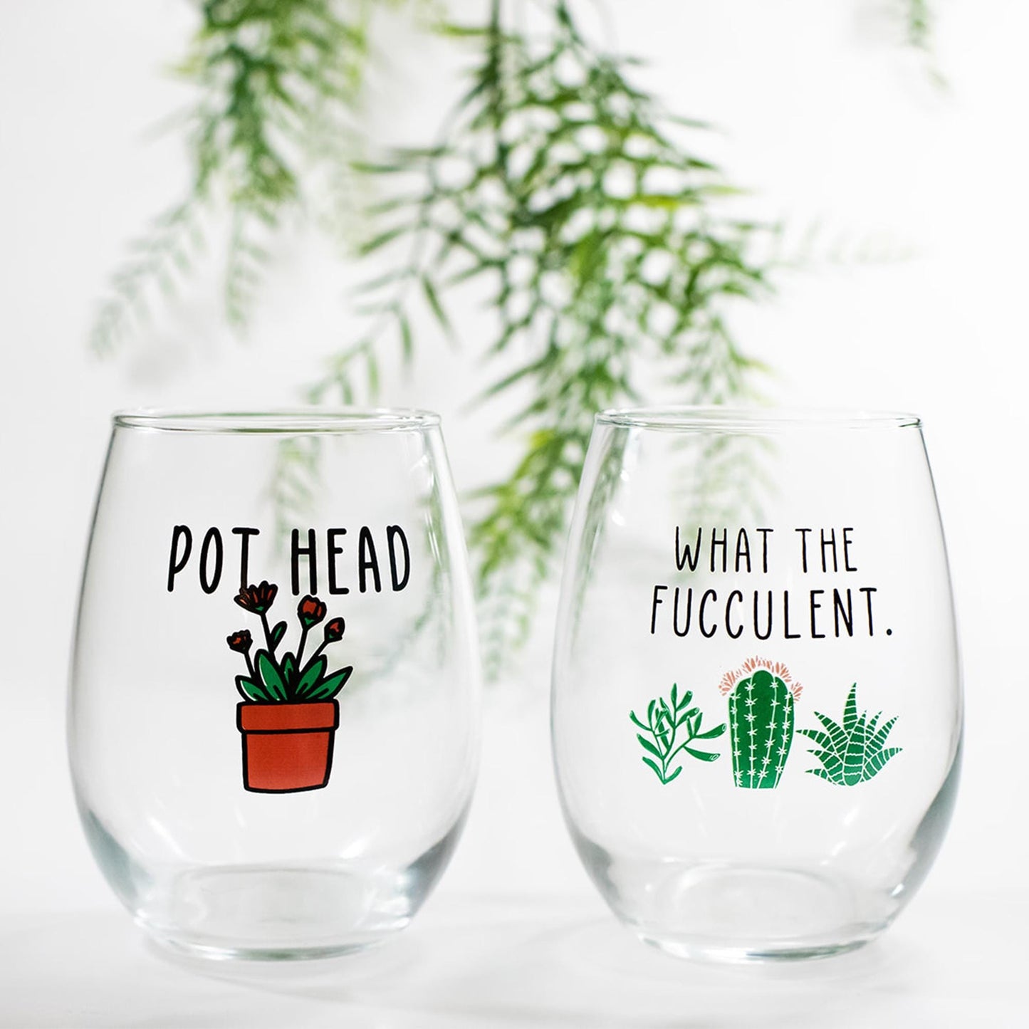 Succulent Wine Glasses-Crazy Plant Lady-What The Fucculent-Plant Lovers Gift Ideas-Gifts For Plant Lovers-Succulent Gift-Plant Mom-Cactus