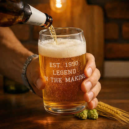 Custom Beer Glass, Personalized Gift for Him, Engraved Pint Glass, Groomsmen Gift, Pint Glasses for Dad, Personalized Glass Anniversary