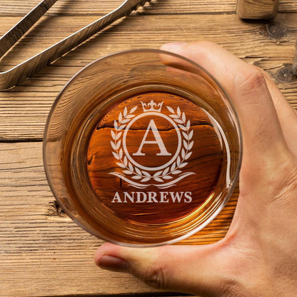 Custom Bottom Engraved Whiskey Glass-Personalized Gifts For Him-Boyfriend Gifts-Home Gifts-Husband Gift-Gift For Men-Bourbon Glasses
