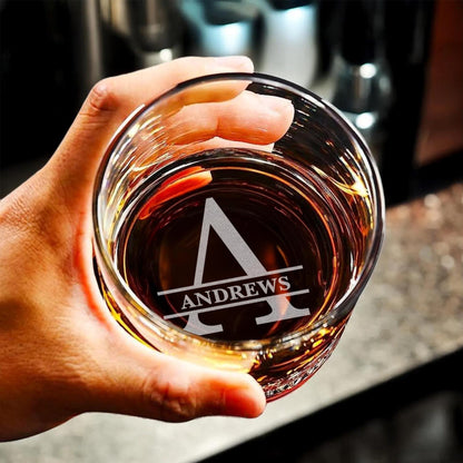 Custom Bottom Engraved Whiskey Glass-Personalized Gifts For Him-Boyfriend Gifts-Home Gifts-Husband Gift-Gift For Men-Bourbon Glasses