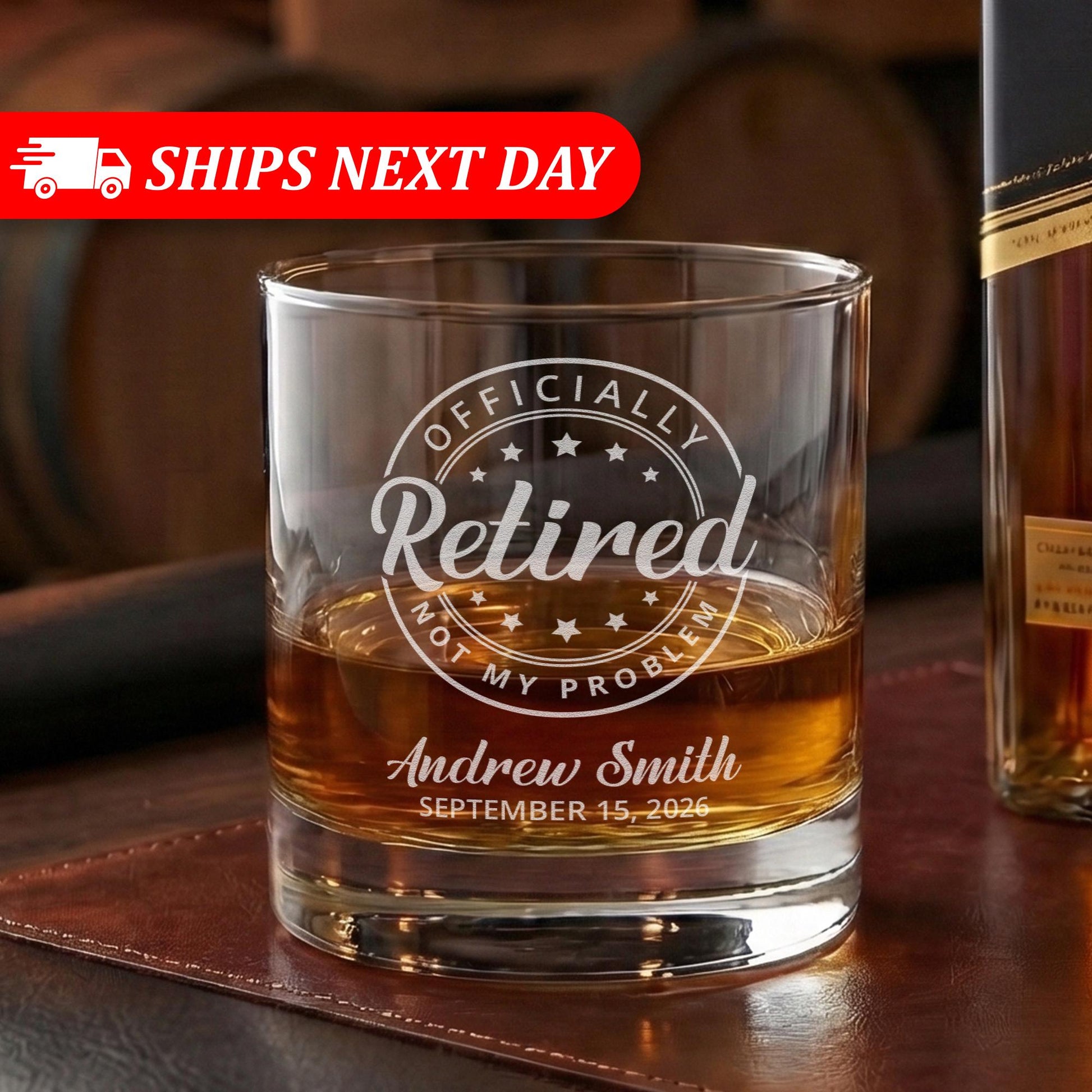 Retirement Gifts For Men-Personalized Whiskey Glass-Bourbon Glasses-Retired Gift For Boss Or Coworker-Retirement Keepsake-Retirement Present
