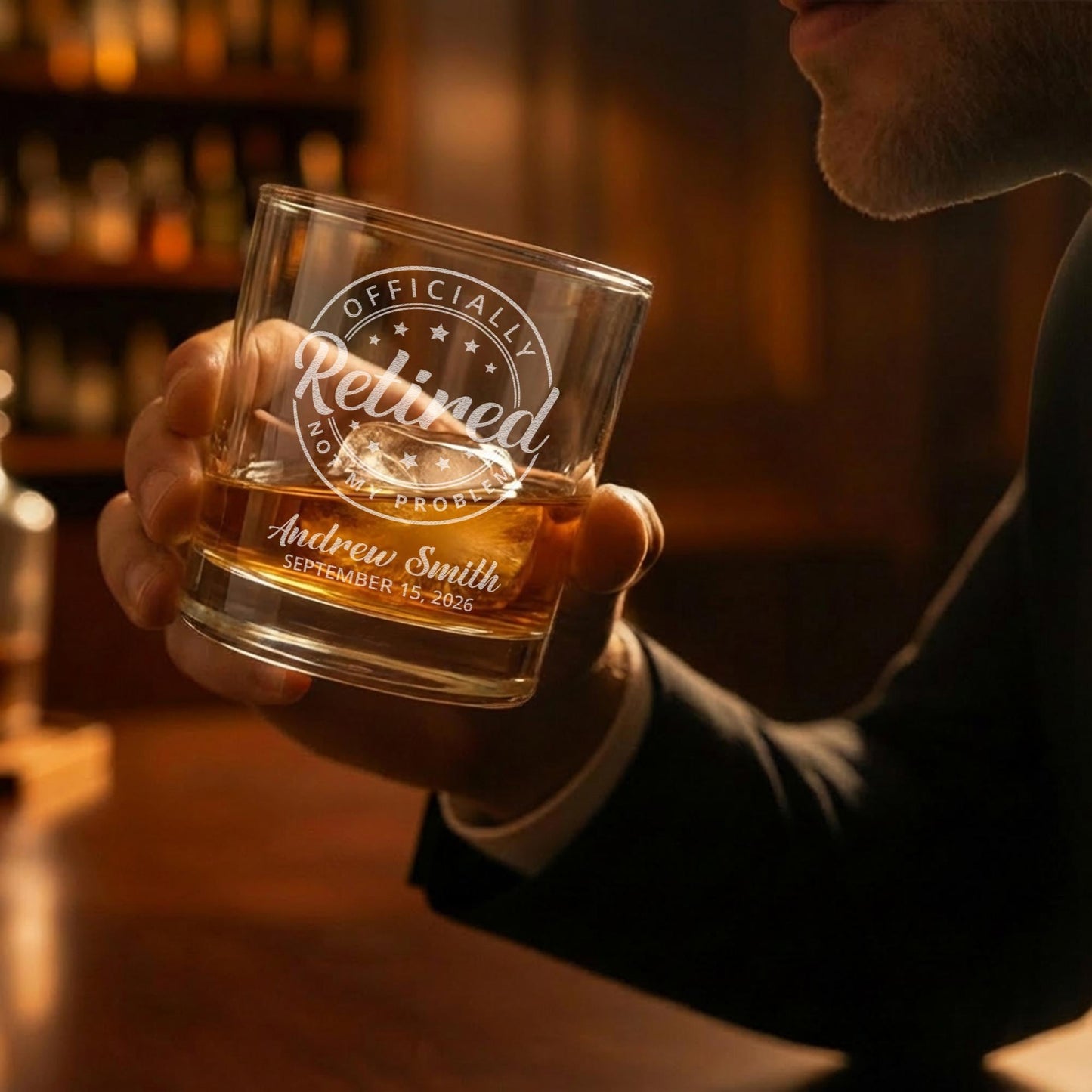Retirement Gifts For Men-Personalized Whiskey Glass-Bourbon Glasses-Retired Gift For Boss Or Coworker-Retirement Keepsake-Retirement Present