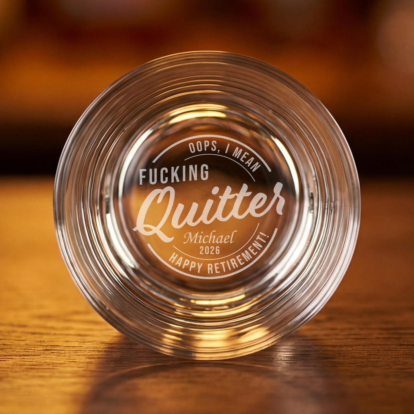 Funny Retirement Whiskey Glass-Bottom Engraved Custom Gift-Retired Gift From Coworker-Funny Retirement Gifts-Retirement Quitter Whiskey