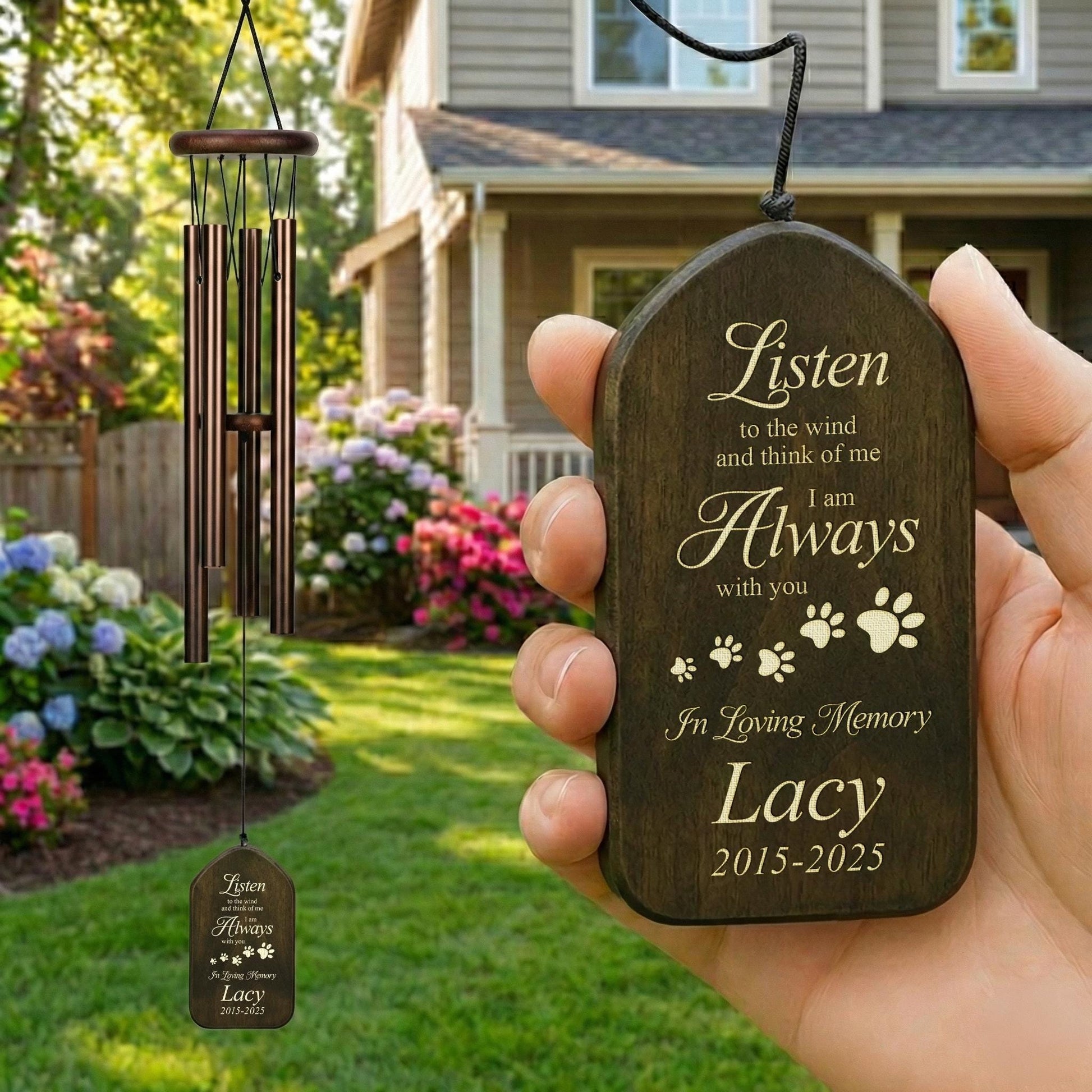 Personalized Pet Memorial Wind Chime-Dog Loss Gift-Custom Pet Sympathy Gift-Cat Memorial Gift-Rainbow Bridge Remembrance-Dog Funeral Gifts