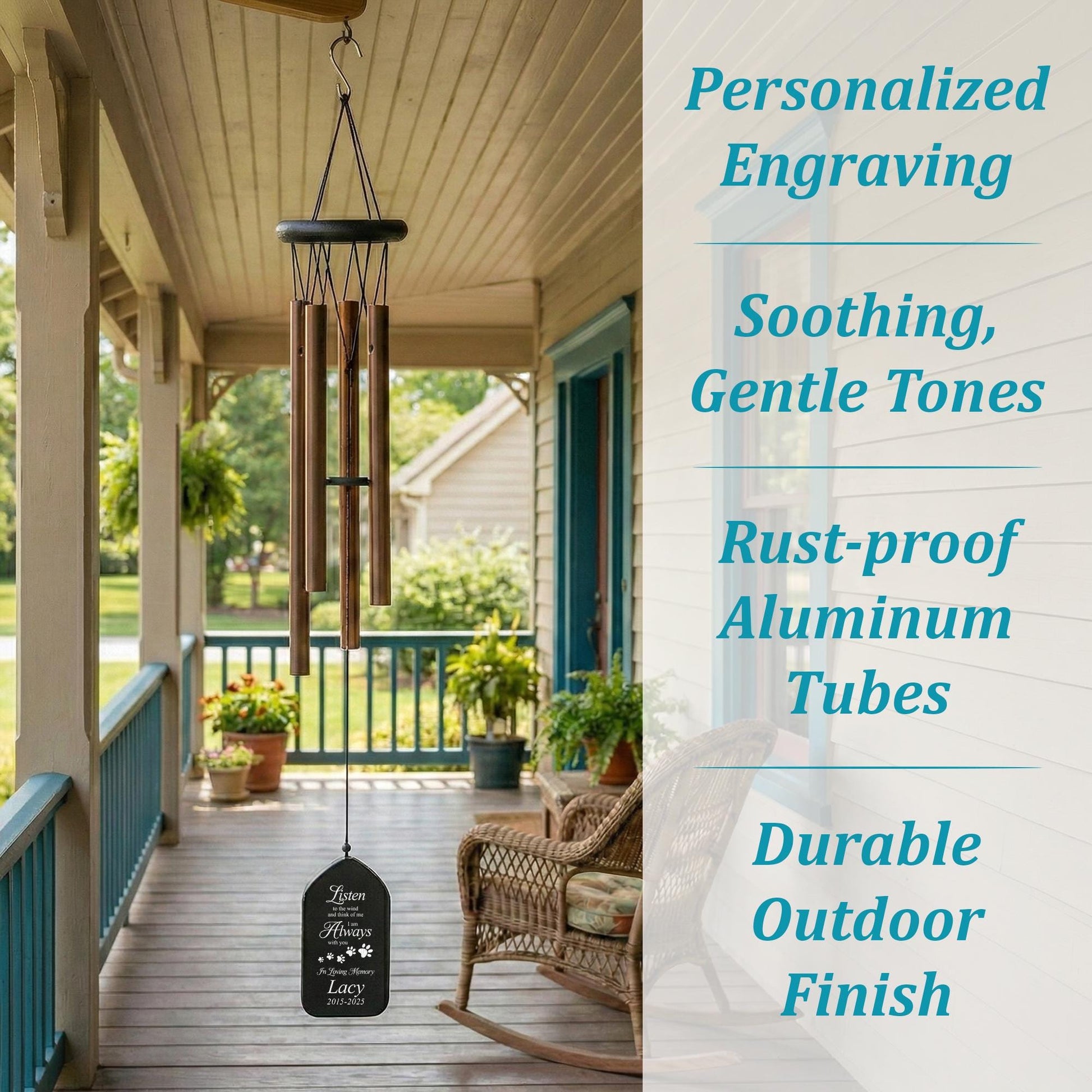 Personalized Pet Memorial Wind Chime-Dog Loss Gift-Custom Pet Sympathy Gift-Cat Memorial Gift-Rainbow Bridge Remembrance-Dog Funeral Gifts
