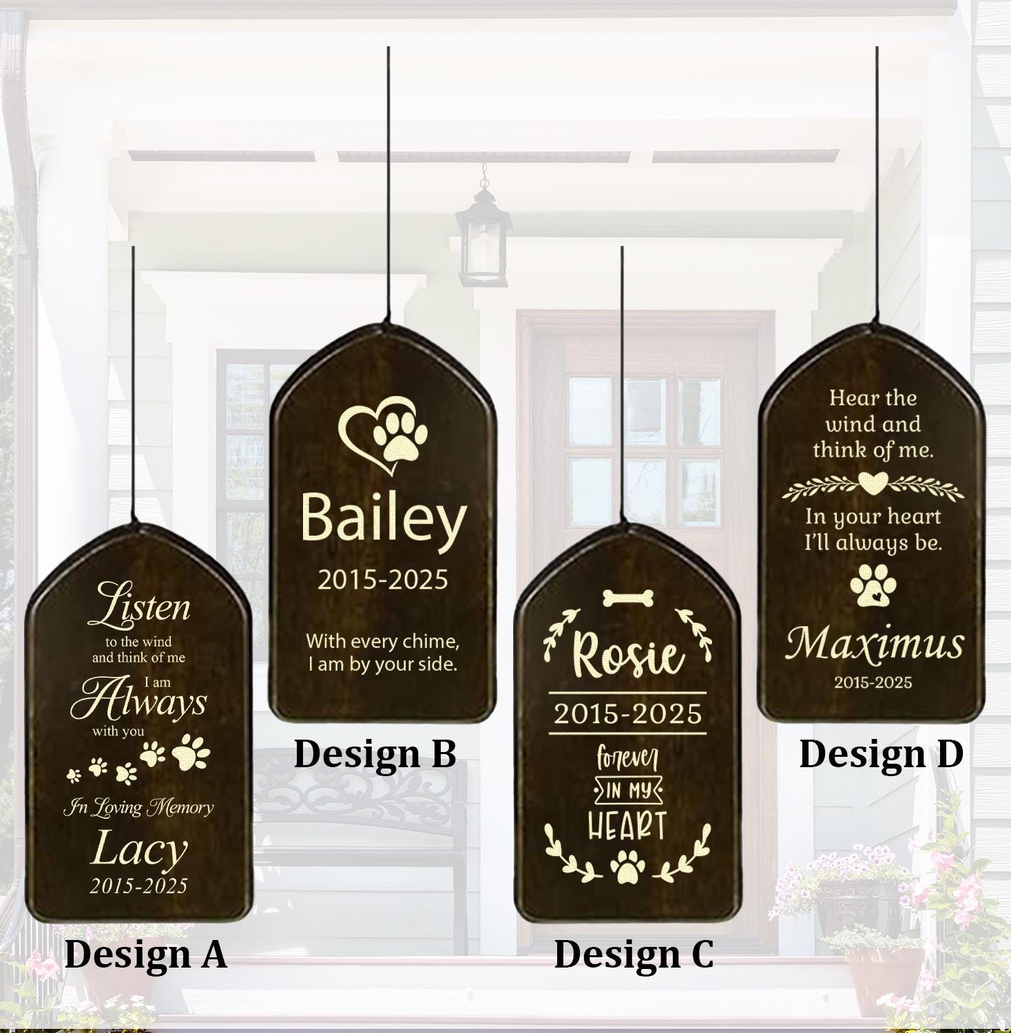 Personalized Pet Memorial Wind Chime-Dog Loss Gift-Custom Pet Sympathy Gift-Cat Memorial Gift-Rainbow Bridge Remembrance-Dog Funeral Gifts