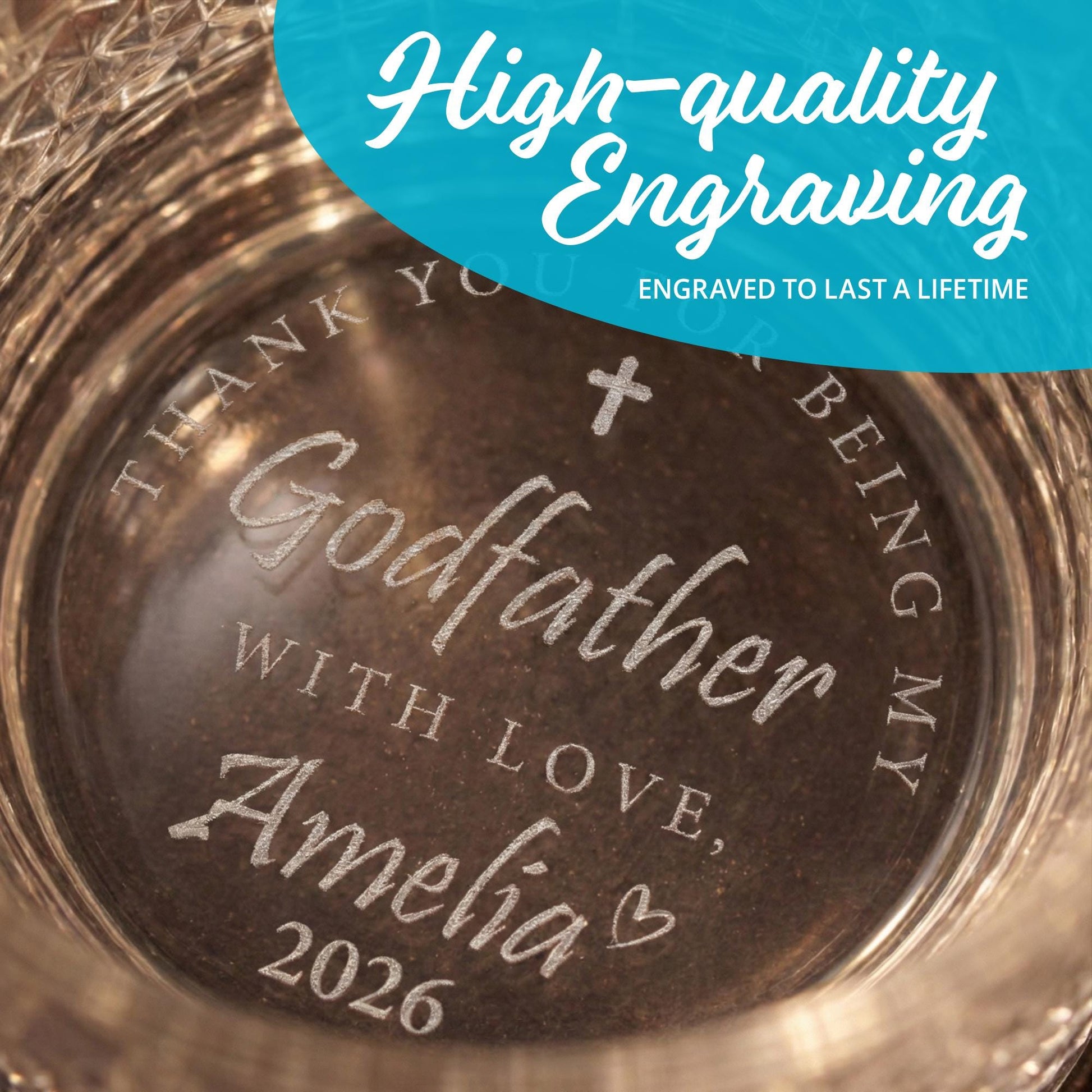 Custom Engraved Godfather Whiskey Glass Gift-Baptism-Godfather Drinking Glass-Godfather Thank You Gifts-Godparent Gifts-Godfather Proposal