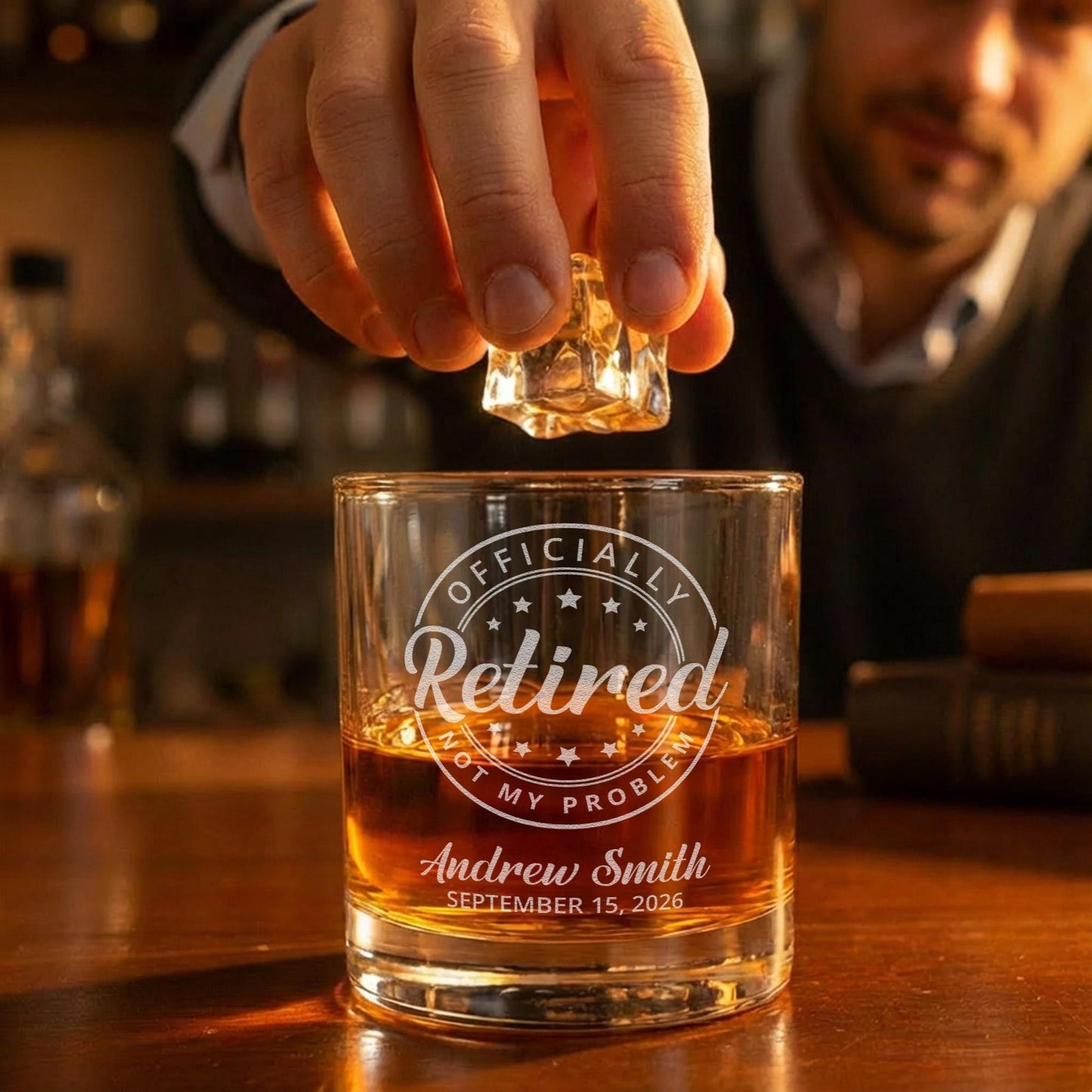 Retirement Gifts For Men-Personalized Whiskey Glass-Bourbon Glasses-Retired Gift For Boss Or Coworker-Retirement Keepsake-Retirement Present