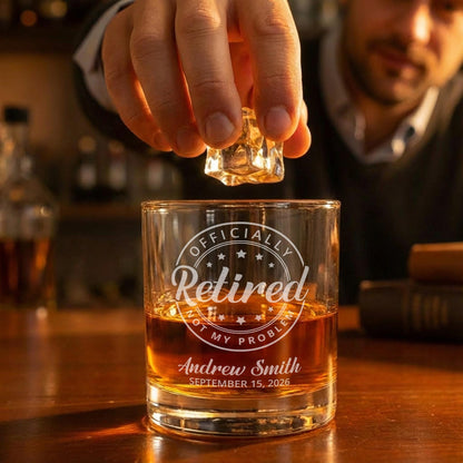 Retirement Gifts For Men-Personalized Whiskey Glass-Bourbon Glasses-Retired Gift For Boss Or Coworker-Retirement Keepsake-Retirement Present