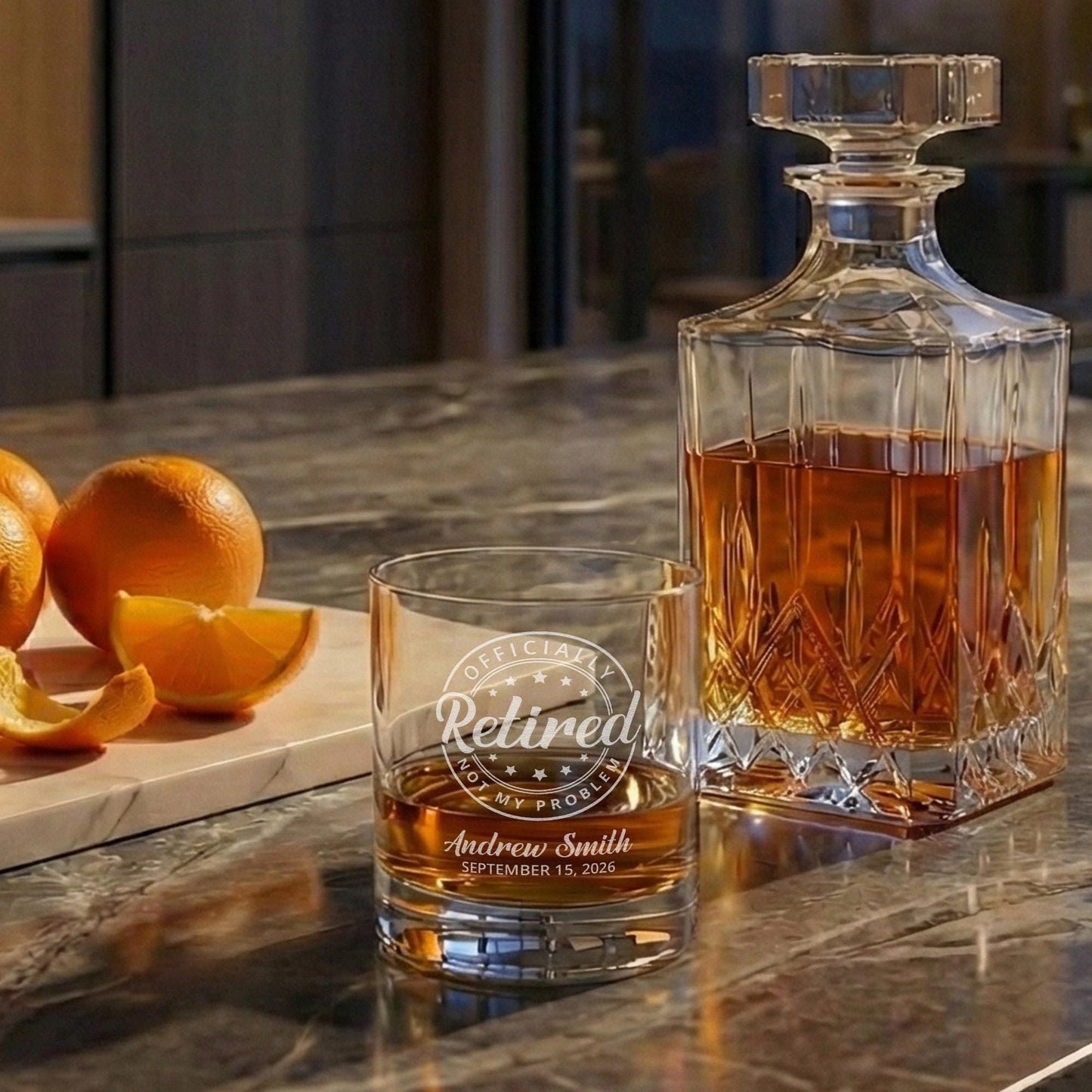Retirement Gifts For Men-Personalized Whiskey Glass-Bourbon Glasses-Retired Gift For Boss Or Coworker-Retirement Keepsake-Retirement Present