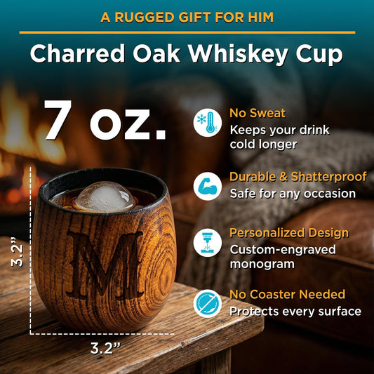 Personalized Groomsmen Whiskey Glass-Personalized Groomsmen Gifts-Groomsmen Bourbon Glass-Monogram Whiskey Glass-Rustic Wedding