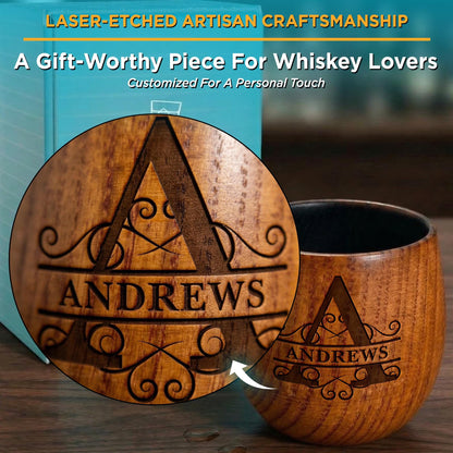 Personalized Wood Bourbon Whiskey Glass-Groomsmen Gifts-Custom Engraved Groomsmen Gifts-Groomsmen Proposal Gifts-Personalized Groomsmen Cup