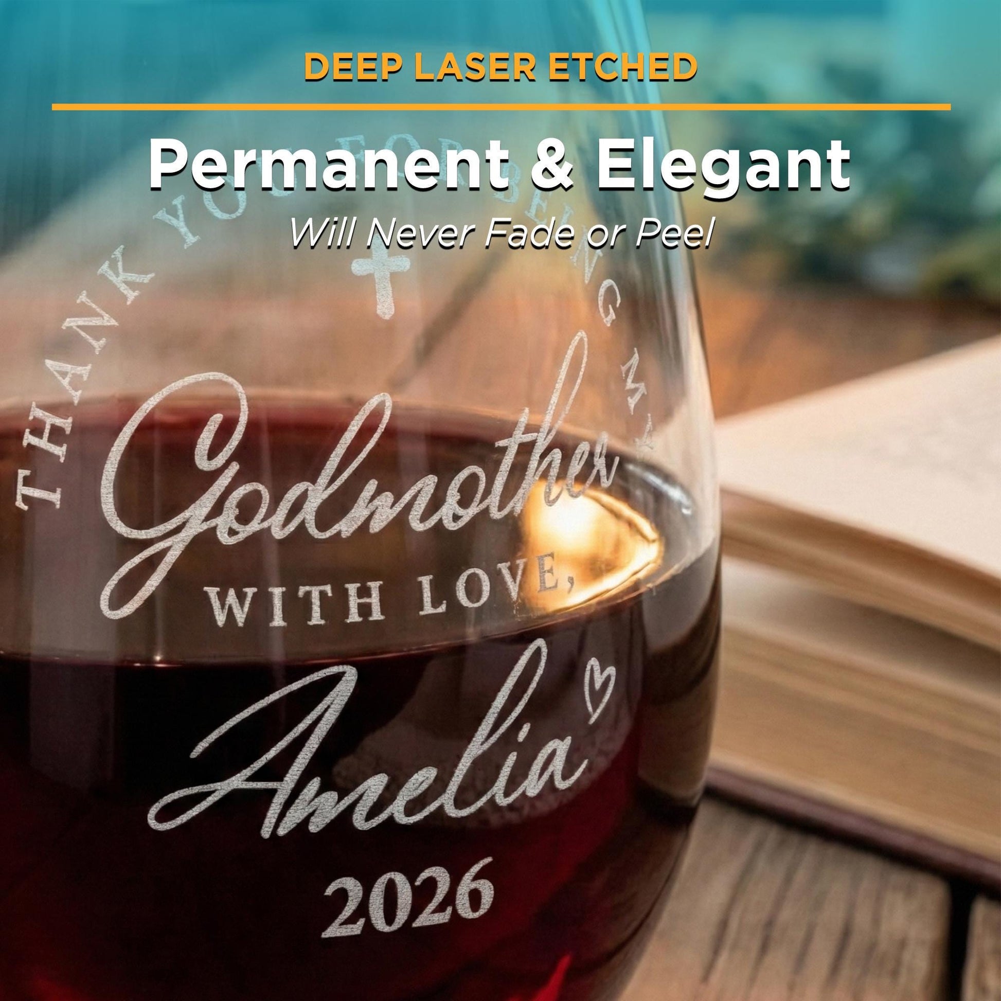 Personalized Godparent Gift Set, Custom Godmother Wine & Godfather Whiskey Glass, Baptism Christening Keepsake, Unique Gift from Godchild