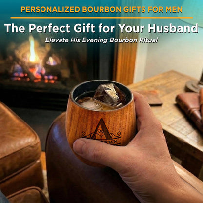 Personalized Wood Bourbon Whiskey Glass-Groomsmen Gifts-Custom Engraved Groomsmen Gifts-Groomsmen Proposal Gifts-Personalized Groomsmen Cup
