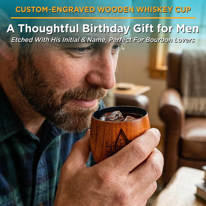 Personalized Wood Bourbon Whiskey Glass-Groomsmen Gifts-Custom Engraved Groomsmen Gifts-Groomsmen Proposal Gifts-Personalized Groomsmen Cup