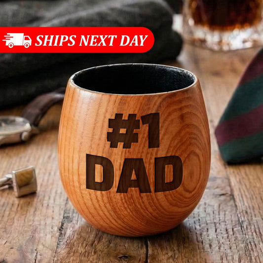 Dad Wood Whiskey Glass-Christmas Gift For Dad From Daughter-Wood Whiskey Cup-Dad Christmas Gift-Best Dad Bourbon Glass-Funny Dad Gift-#1 Dad