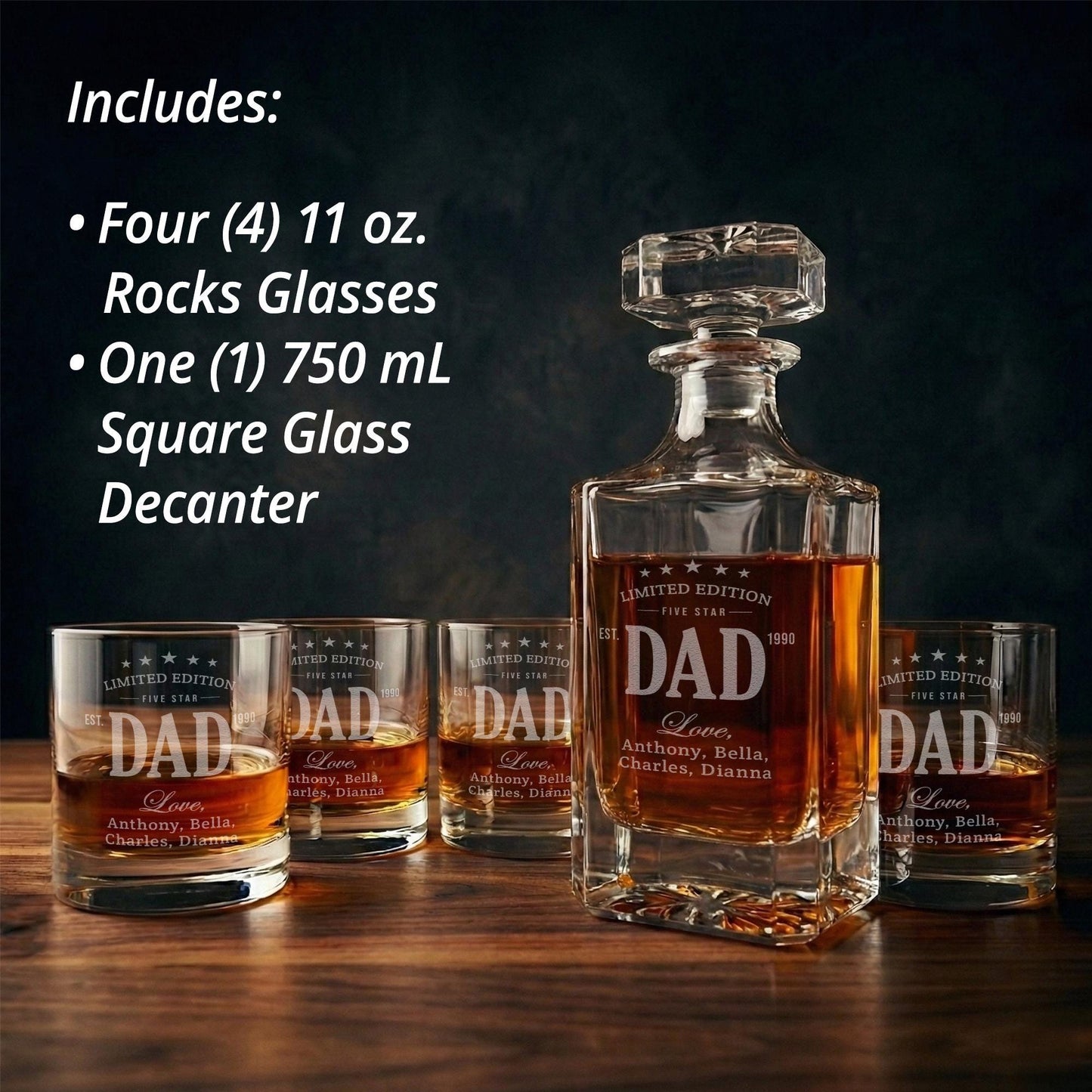 Personalized Fathers Day Dad Gift-Dad Decanter-Fathers Day Gifts-Custom Gifts For Men-Funny Fathers Day Gifts-Dad Gift With Kids Names