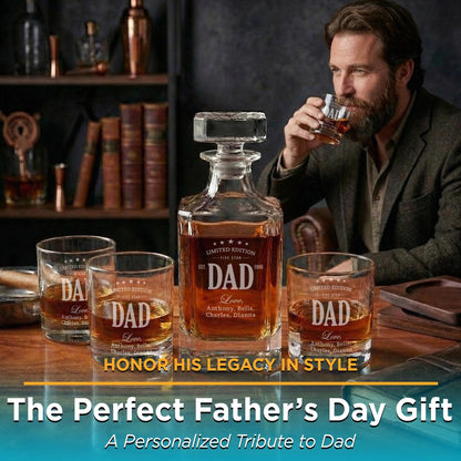 Personalized Fathers Day Gift-Gifts For Dads-Best Dad Gifts-Decanter Set With Whiskey Glasses-Gift With Kids Names-Gift From Kids-Bourbon