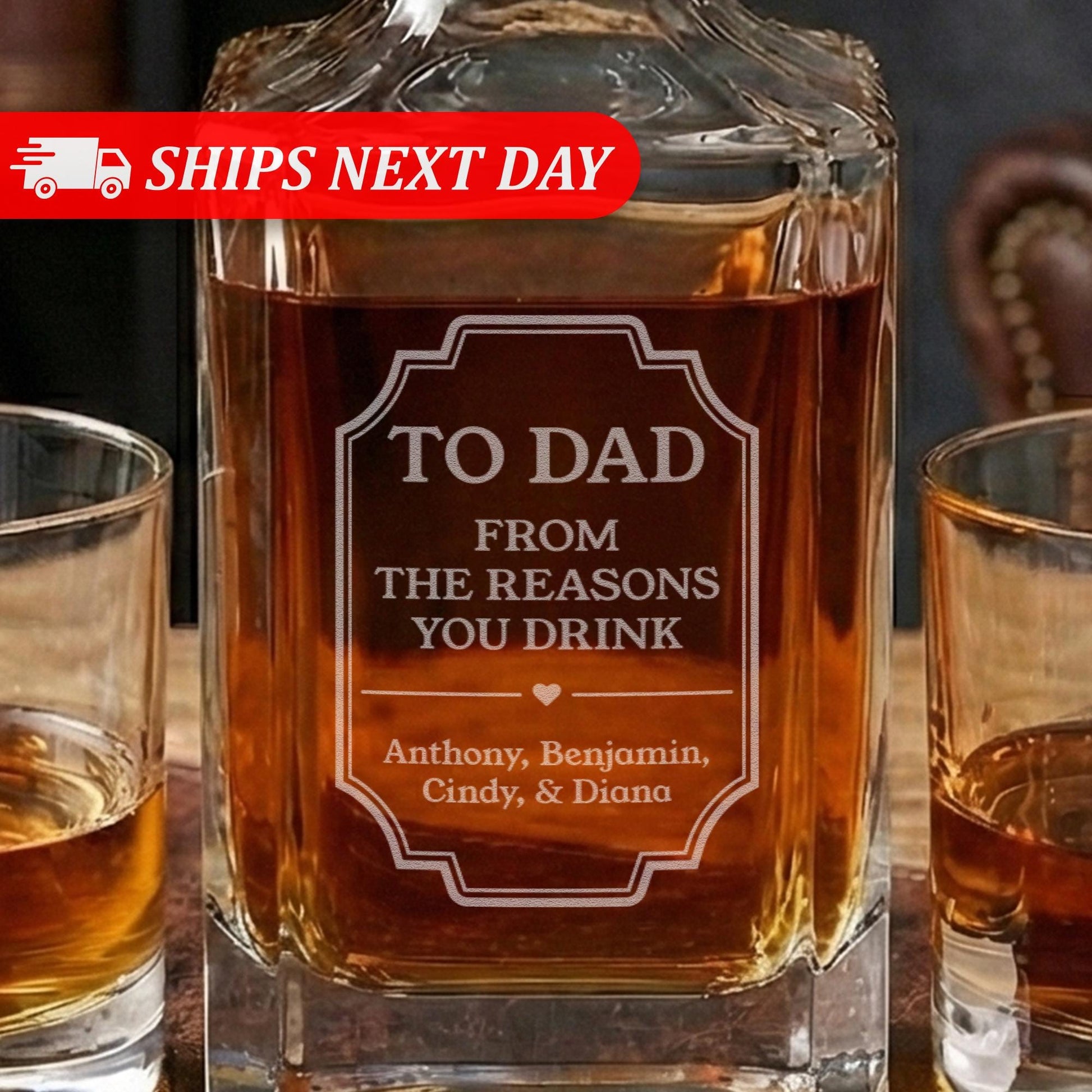Personalized Fathers Day Dad Gift-Dad Decanter-Fathers Day Gifts-Custom Gifts For Men-Funny Fathers Day Gifts-Dad Gift With Kids Names