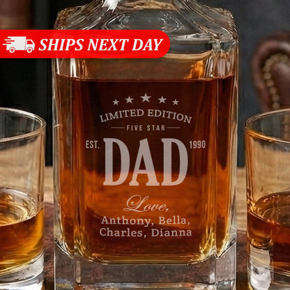 Personalized Fathers Day Gift-Gifts For Dads-Best Dad Gifts-Decanter Set With Whiskey Glasses-Gift With Kids Names-Gift From Kids-Bourbon