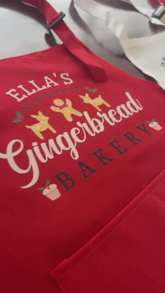 Personalized Apron-North Pole Bakery-Custom Apron-Personalized Aprons-Christmas Apron-Personalized Kids Christmas Aprons-Kids Baking Apron