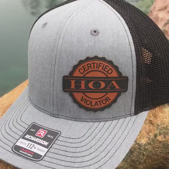 Hats For Men-Certified HOA Violator-Richardson 112 Trucker Hat-Funny Hat-New Home Gift For Men-Funny Gift For Him-Funny Trucker Hat-Hats