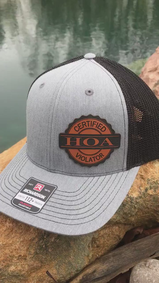 Hats For Men-Certified HOA Violator-Richardson 112 Trucker Hat-Funny Hat-New Home Gift For Men-Funny Gift For Him-Funny Trucker Hat-Hats