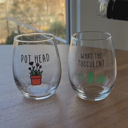 Funny Succulent Gift-What The Fucculent-Plant Wine Glass-Pot Head-Cacti-Plant Lovers Gift Ideas-Gifts For Plant Lovers-Succulents Gift