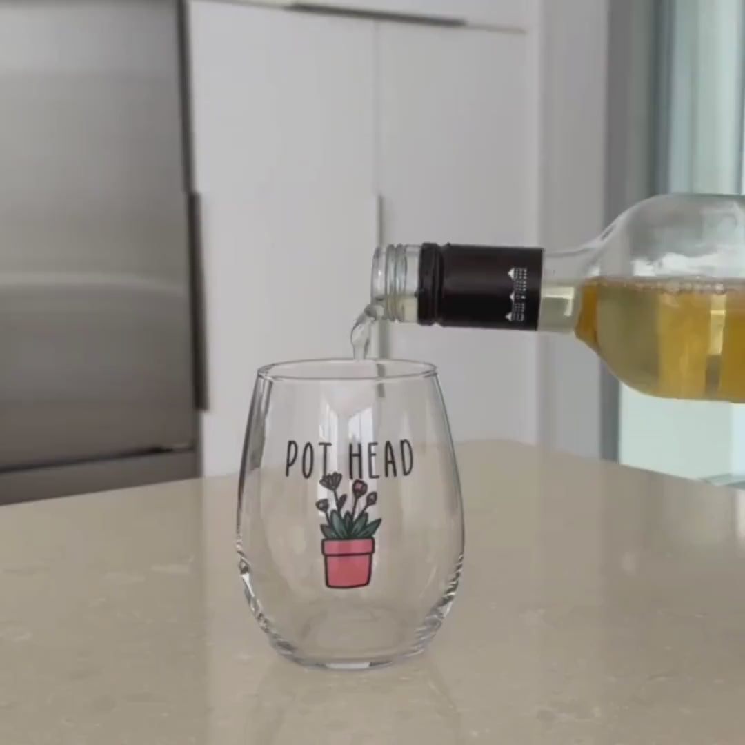 Pot Head Wine Glass-Succulent-Plant Lovers Gift Ideas-Gifts For Plant Lovers-Succulent Gift-Plant Mom-Plant Lady Gift Idea-Garden Gifts