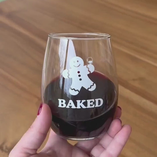 Funny Christmas Wine Glass-Funny Gingerbread Man-Christmas Gift Ideas-Funny Christmas Gift-Gingerbread Wine Glass-Baked Wine Glass