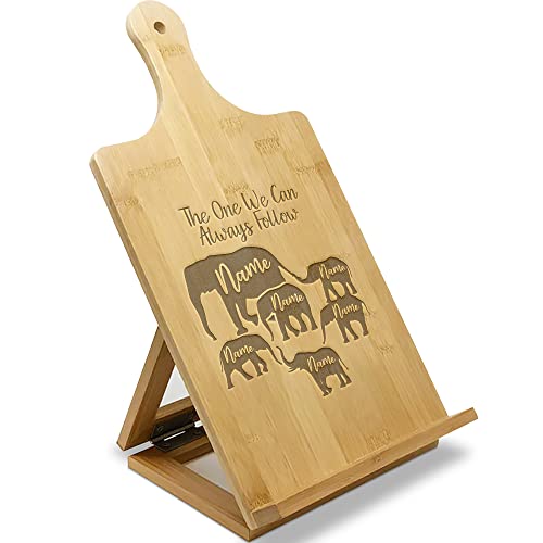 Personalized Gifts for Mom - Recipe Cookbook Stand - Custom Engraved Bamboo Book Holder for Kitchen Counter - Mother's Day Gifts for Moms and Grandma - Gifts from Daughter, Son and or Husband