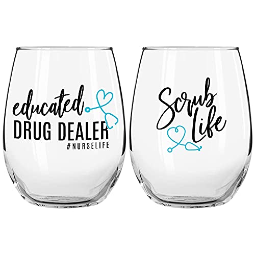 Nurse 2 Pc Stemless Wine Glass Set (2 Pc Set)