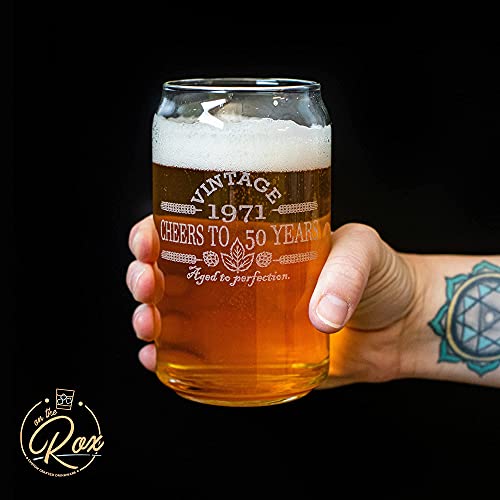 Vintage 1971 Beer Can Glass l 50th Birthday Gifts for Men