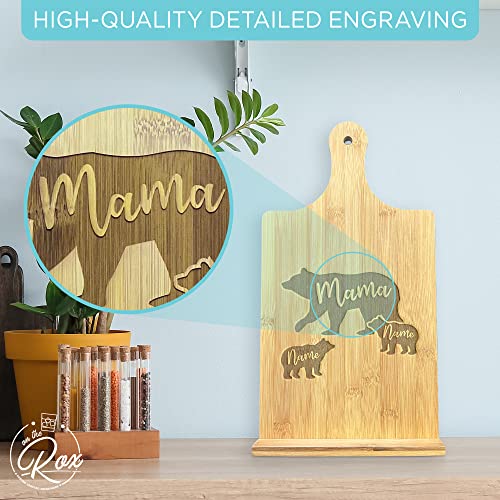 Personalized Gifts for Mom - Recipe Cookbook Stand - Custom Engraved Bamboo Book Holder for Kitchen Counter - Mother's Day Gifts for Moms and Grandma - Gifts from Daughter, Son and or Husband