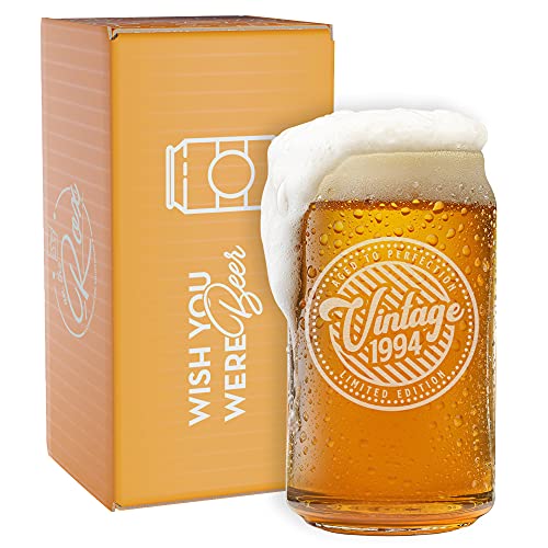 Aged to Perfection 1994 Birthday Gift  - 16 Oz Engraved Vintage Beer Can Glass
