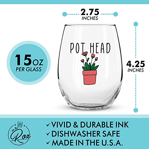 Succulent Plant Cactus Wine Gifts for Women- Set of 4 Funny Wine Glasses 15oz