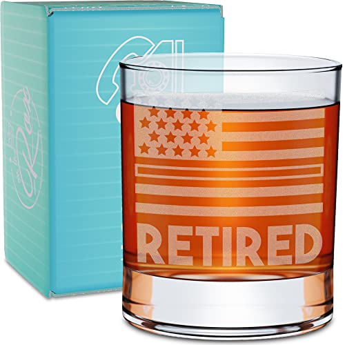On The Rox Police Gifts For Men and Women - Permanently Engraved 11 oz Glass - Thin Blue Line Police Officer Retirement Gift Idea- Wish A Happy Retirement for a Law Enforcement Coworker/Boss/Friend