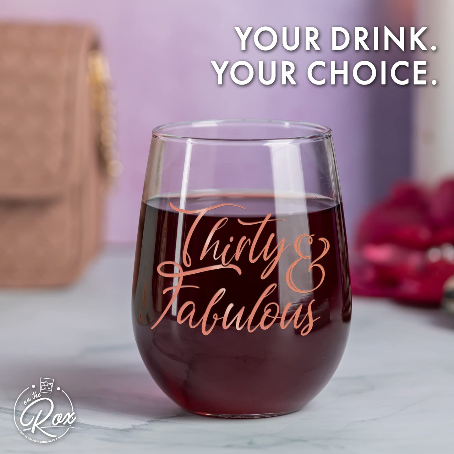 30th Birthday Gifts for Her - 30th Birthday Wine Glass - Bday Decorations 30 & Fabulous - 17 oz.