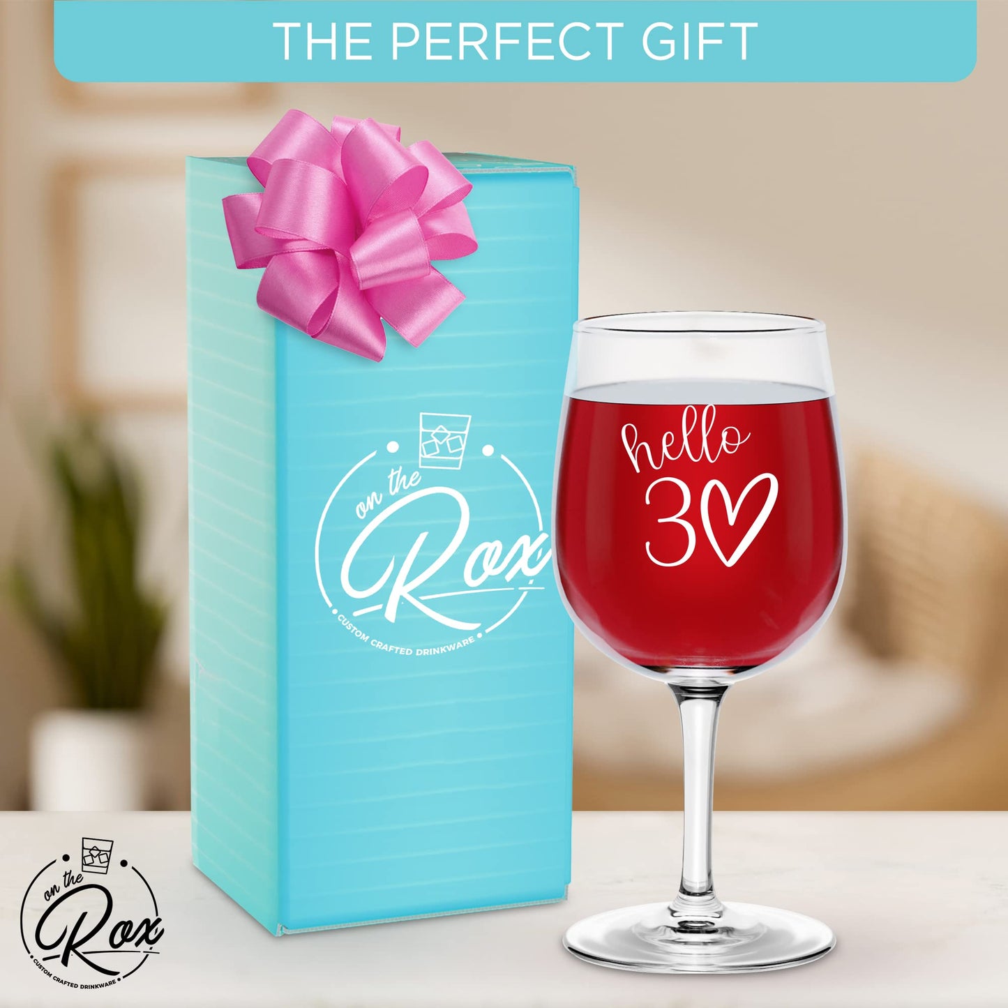 30th Birthday Gifts For Her - 12.75oz “Hello 30” Stemmed Wine Glass