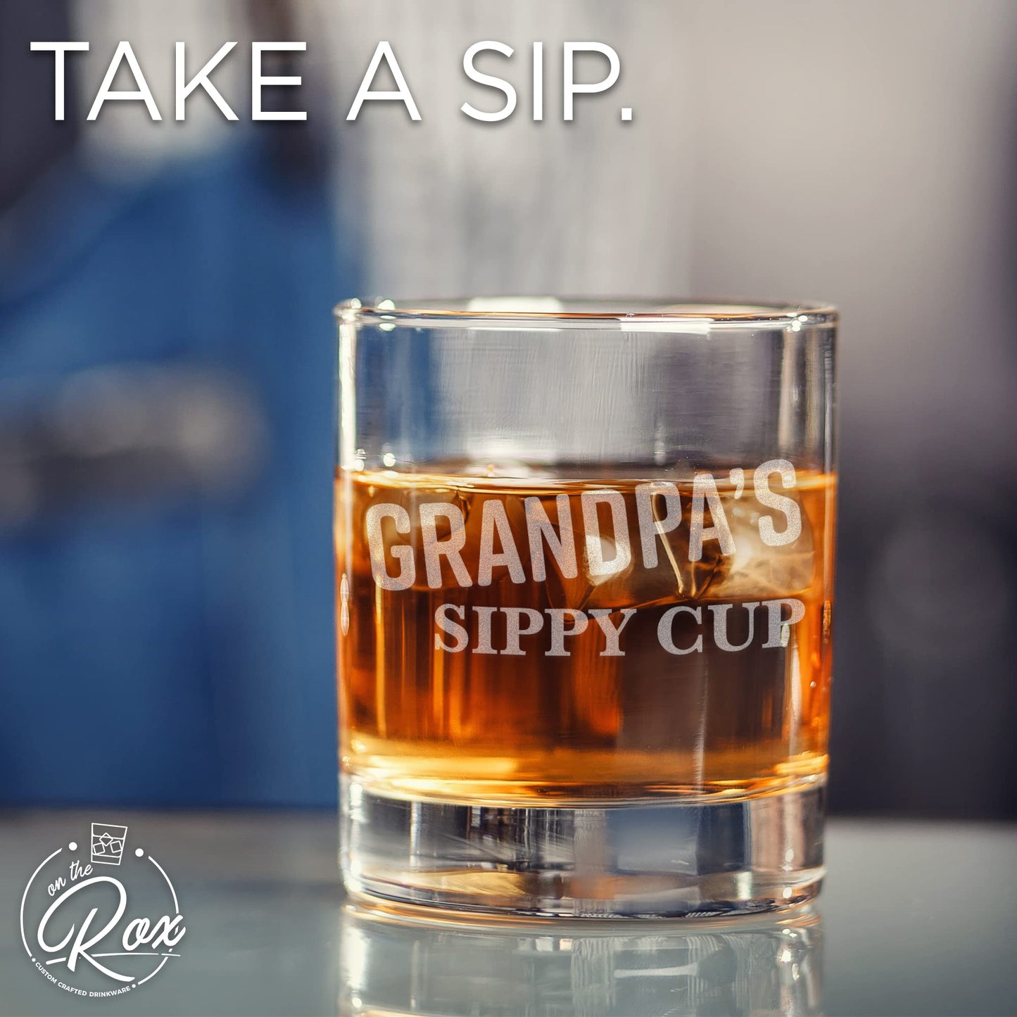 On The Rox Drinks Grandma and Grandpa Gifts -  17oz Grandma's and 11oz Grandpa's Sippy Cups, Set of 2- Gift Wine and Whiskey Glasses - Gift Ideas for First-Time Grandmother or New Grandparents
