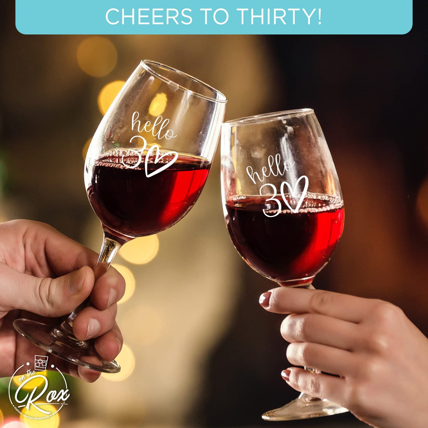 30th Birthday Gifts For Her - 12.75oz “Hello 30” Stemmed Wine Glass
