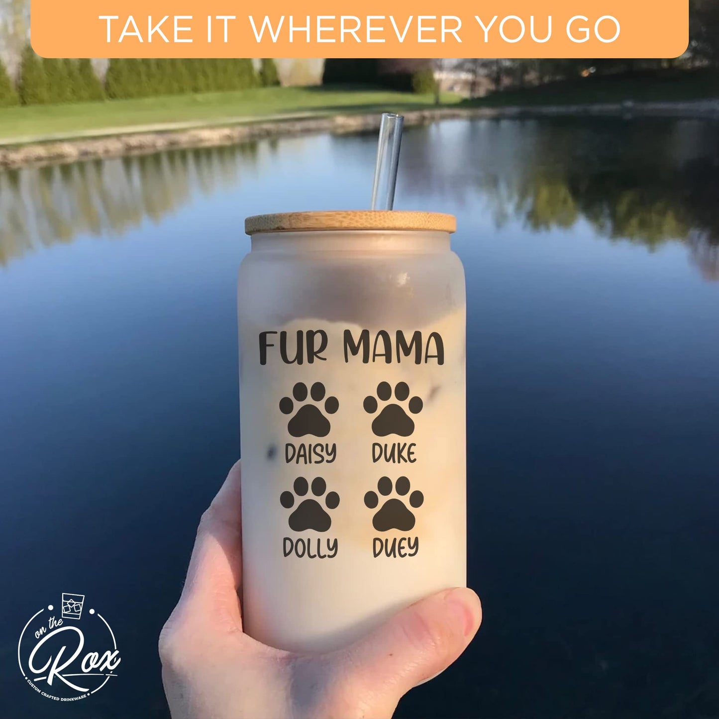 Personalized Fur Mom Gifts For Women - Custom 16oz Frosted Beer Can Glass With Pet Names - Fur Mama Gifts for Mother’s Day, Birthday Gift for Pet Parent  - 1PC With Bamboo Lid And Straw