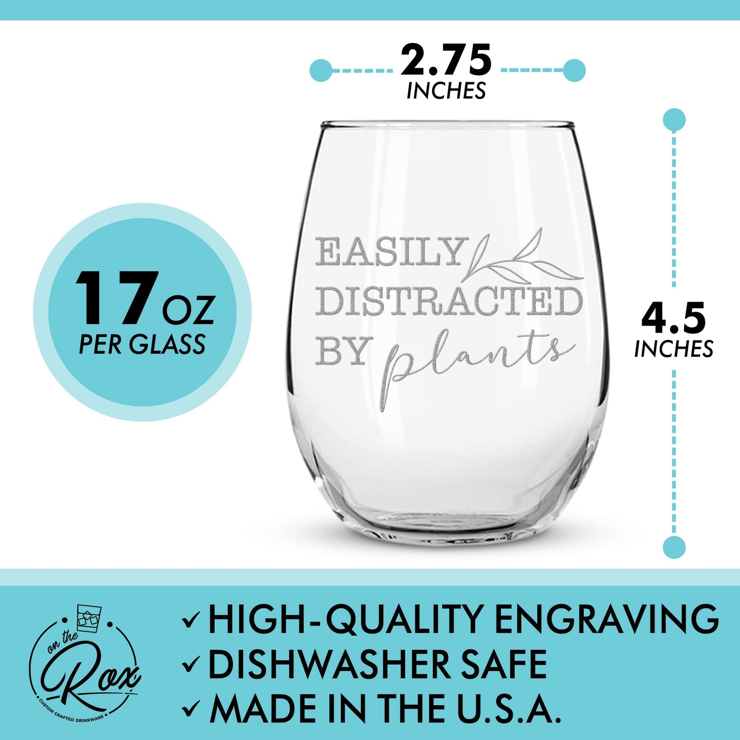 Plant Gifts for Plant Lovers - “Easily Distracted By Plants” “ Succ It” 2PC Wine Glass Set - Engraved