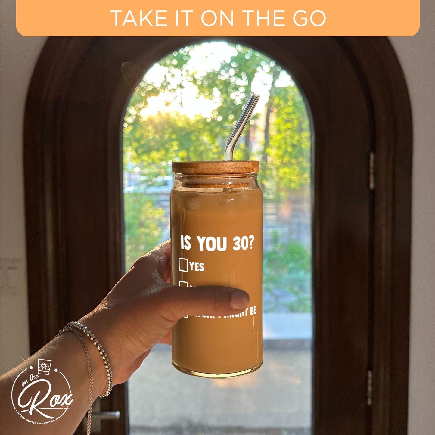 30th Birthday Gifts For Her - “Is You 30?” Soda Can Glass 20oz  w/ Bamboo Lid & Glass Straw Set