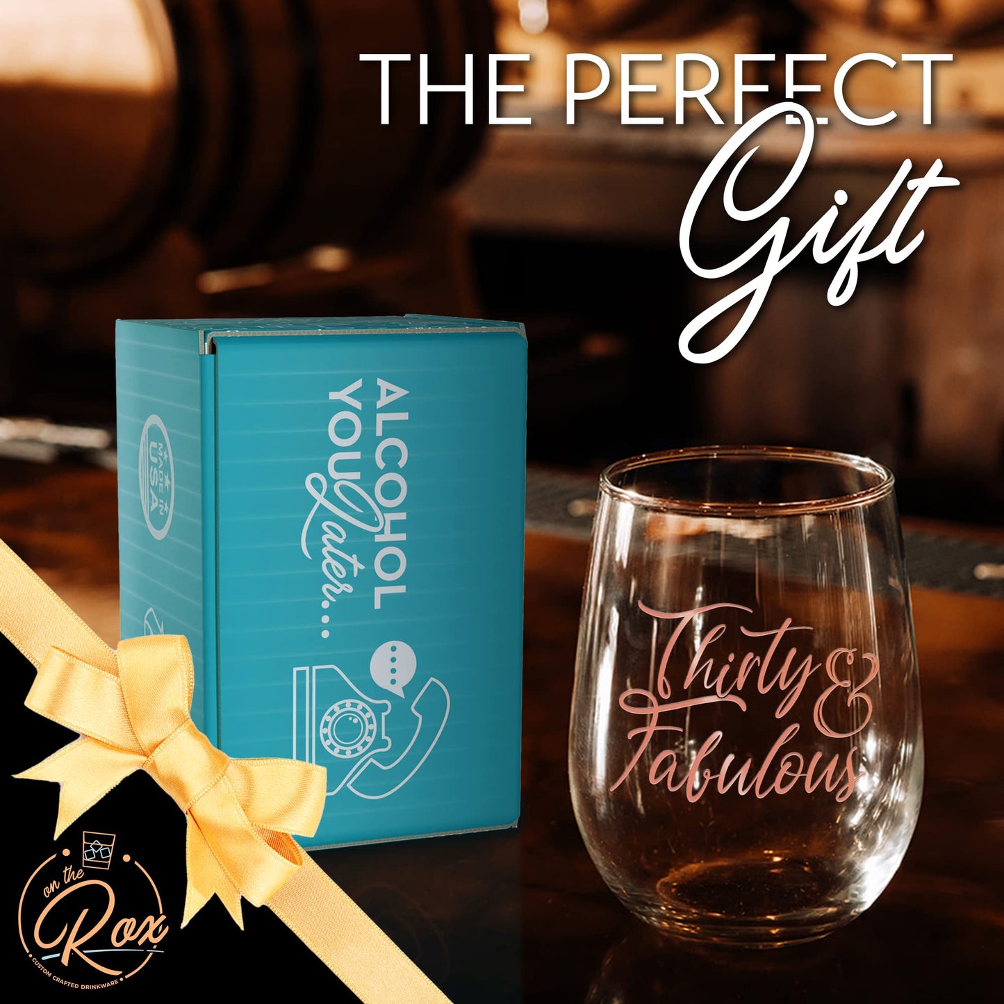 30th Birthday Gifts for Her - 30th Birthday Wine Glass - Bday Decorations 30 & Fabulous - 17 oz.